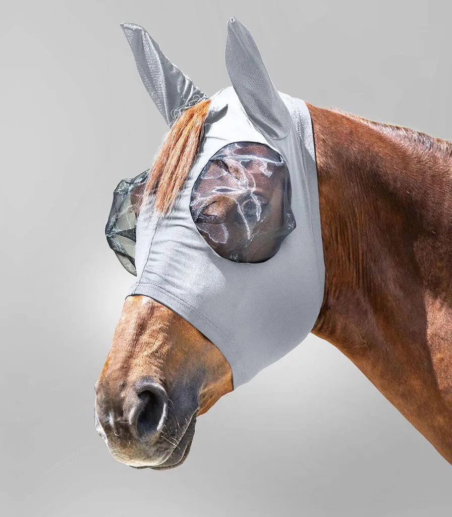 Waldhausen Maschera da mosca PUCK Maschera da mosca grigio argento WB