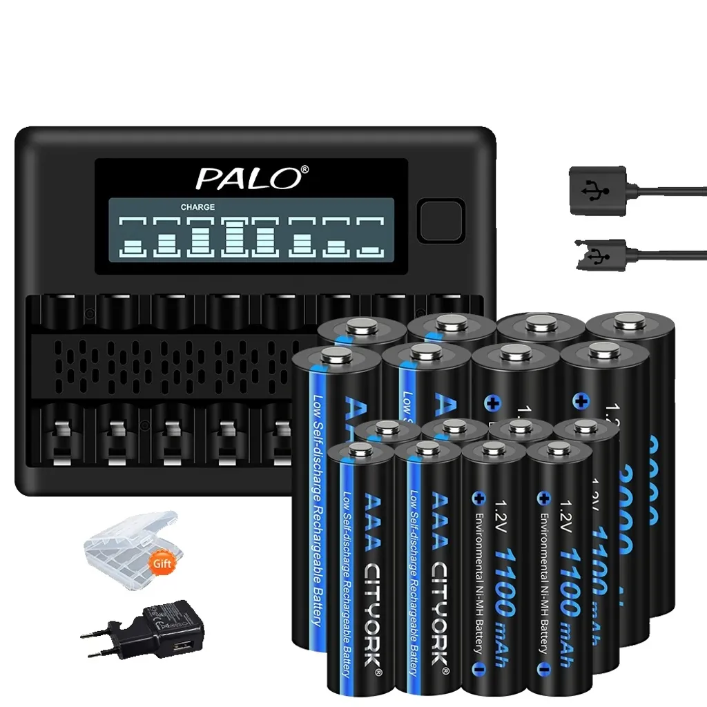 Station de Charge LCD 8 Slots pour Accumulateurs Rechargeables AA AAA
