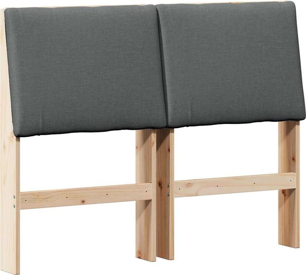 vidaXL Gepolstertes Kopfteil Dunkelgrau 135 cm Massives Kiefernholz
