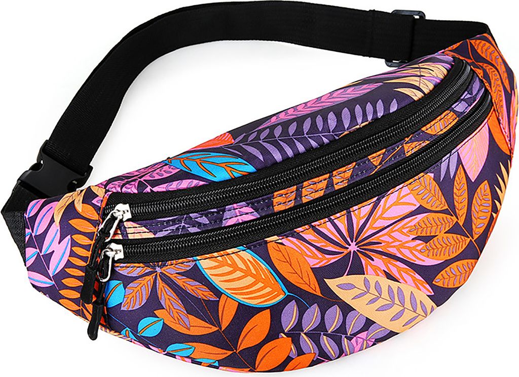 Hüfttasche mit mehreren Taschen, Blattdruck, Nylon, wasserdicht, lässig, Geschenk, tragbar, Damen-Gürteltasche, Umhängetasche, Brusttasche, fü...