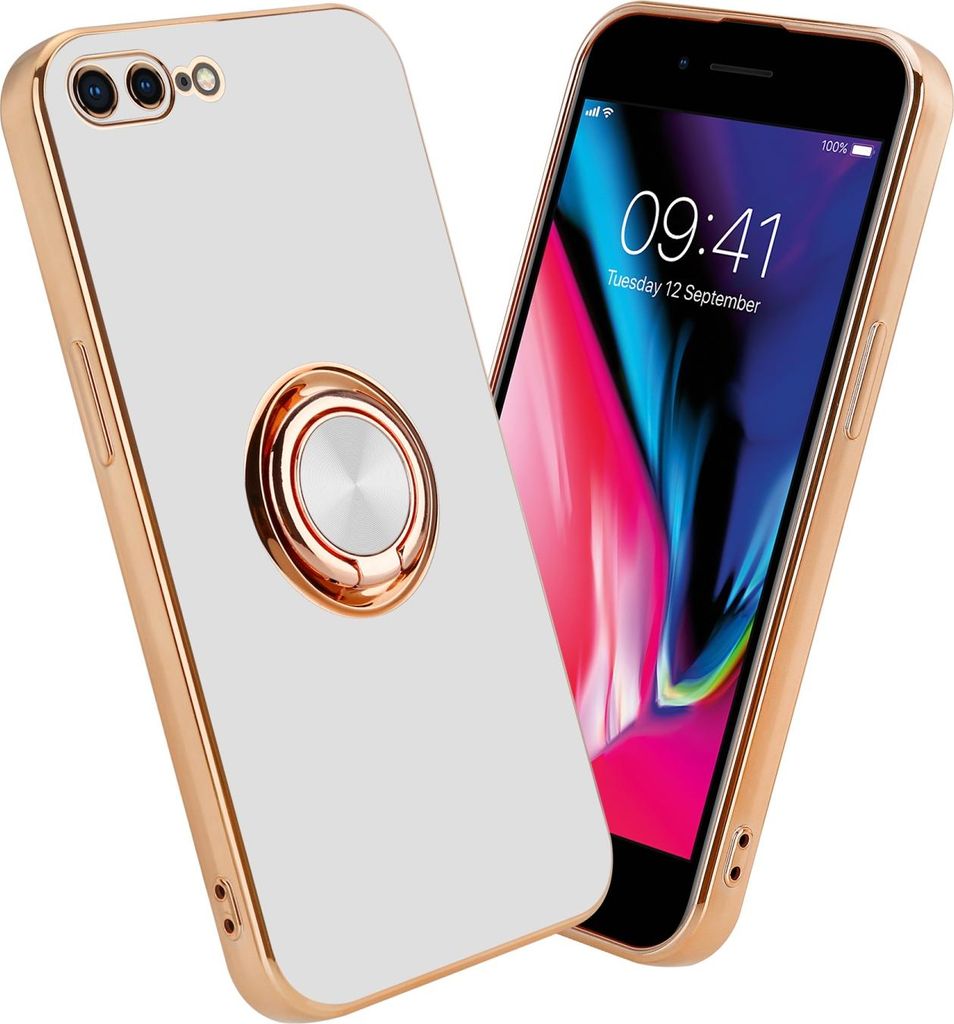 Cadorabo Schutzhülle für Apple iPhone 7 PLUS / 7S PLUS / 8 PLUS Hülle in Weiß Etui Case Cover Kameraschutz magnetische