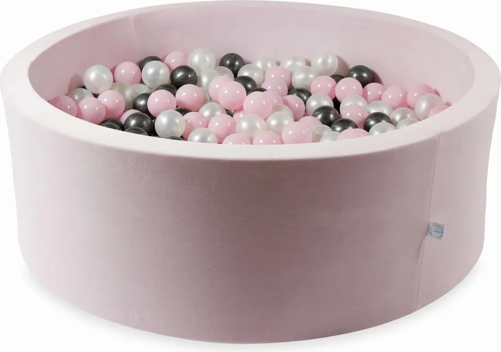 Piscine à balles en velours rose 110x40 cm au design scandinave