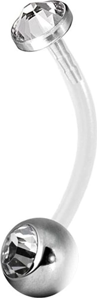 Karisma Bioplast Transparent Schwangerschafts-Piercing 3F/5mm Kugeln G23 Titan mit Kristall Steine Weiss - 12.0 Millimeter
