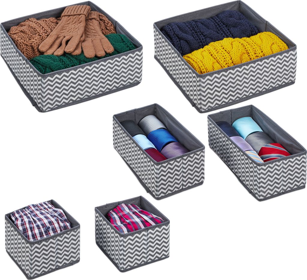 Relaxdays Schubladen Organizer, 6-teiliger Wäscheorganizer Produktbild 
