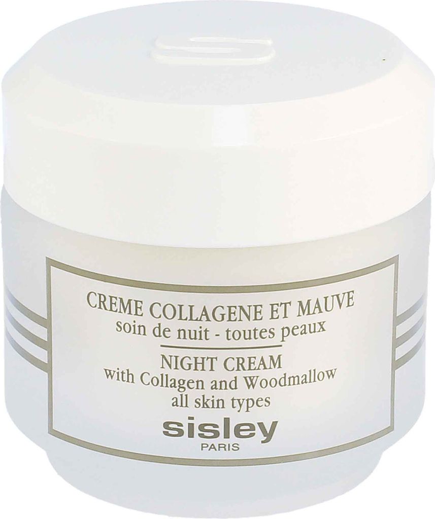 A white jar of Sisley night cream with a label.