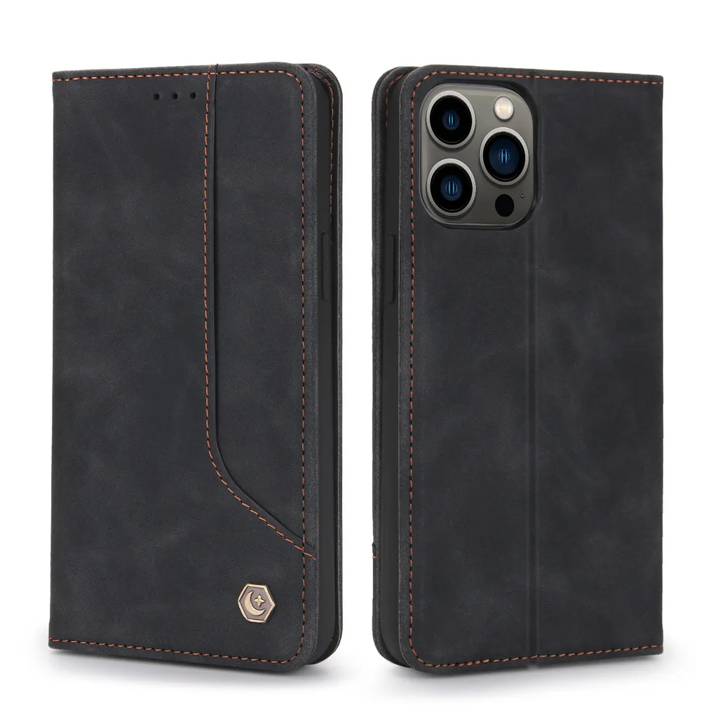 Protezione Totale iPhone 14 Pro - Custodia Portafoglio Antiurto Nera
