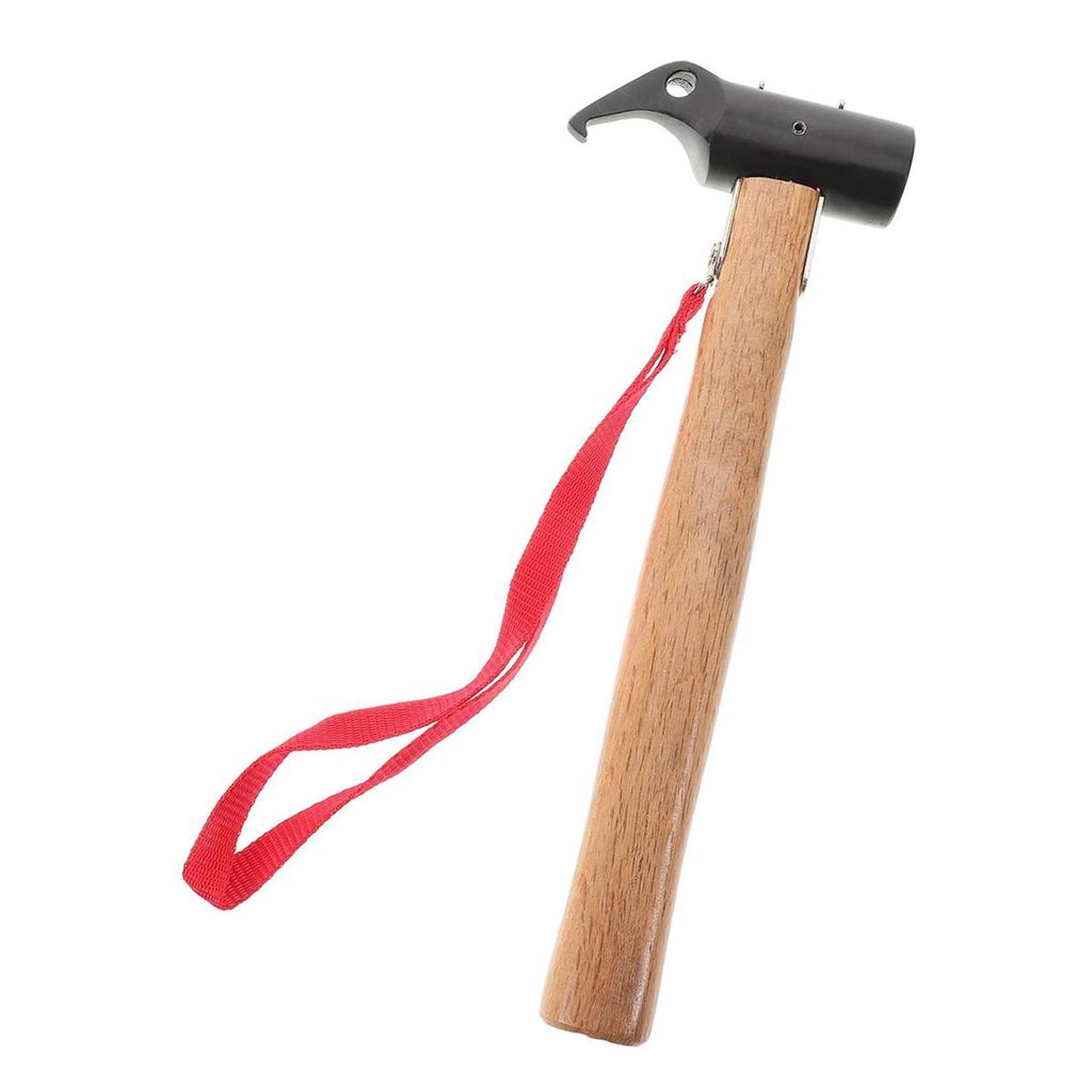 Zelthammer aus Kohlenstoffstahl & Eichenholz – Camping-Hammer mit Trageschlaufe & Heringzieher, Stoßdämpfender Kupferkopf, 30 cm