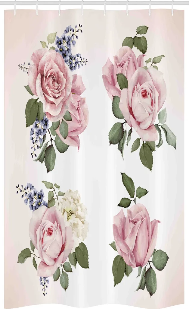 Tenda Doccia Design Rose 120x180 cm ABAKUHAUS Tessuto Premium Rosa