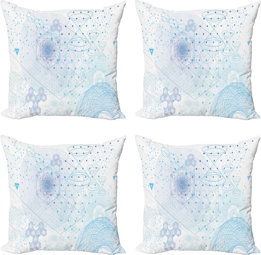 ABAKUHAUS Abstrakt Kissenbezug Set (4 Stück), Geometrische Motive Wissenschaft, Moderner Doppelseitiger Digitaldruck, 45 cm x 45 cm, Himmelblau Du...