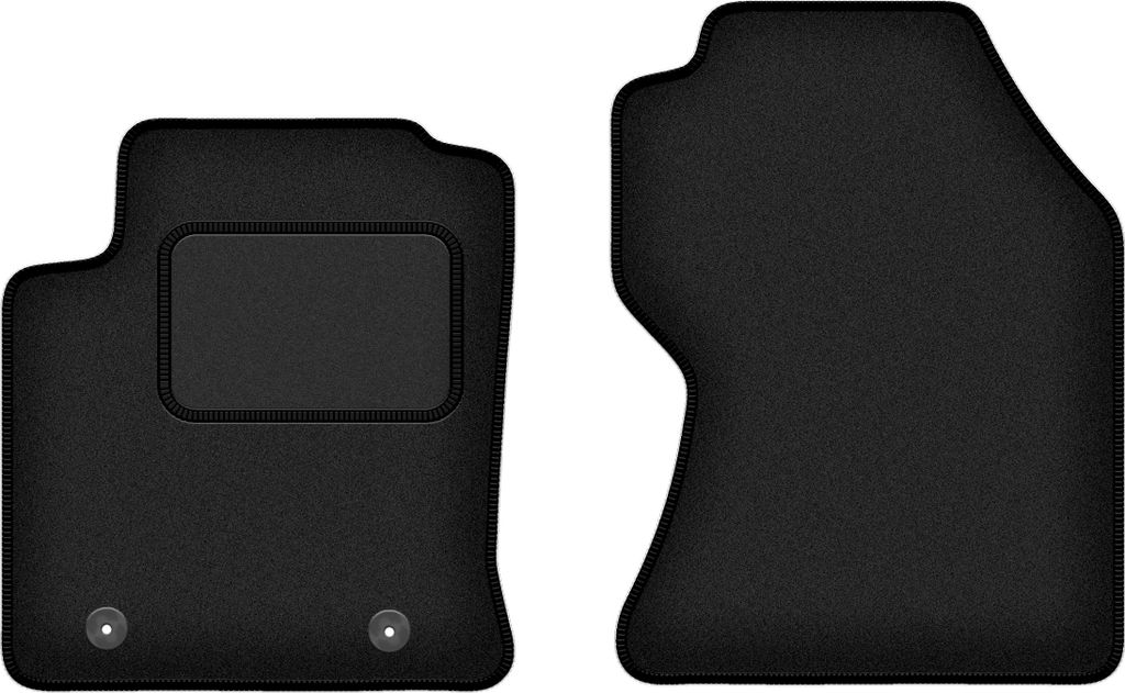 Velours-Fußmatten Vorne passend für Ford Focus MK1 FL (Schrägheck, Limousine, Kombi, Bj. 2001-2004) – schwarz, passgenau, mit Befestigungen se...