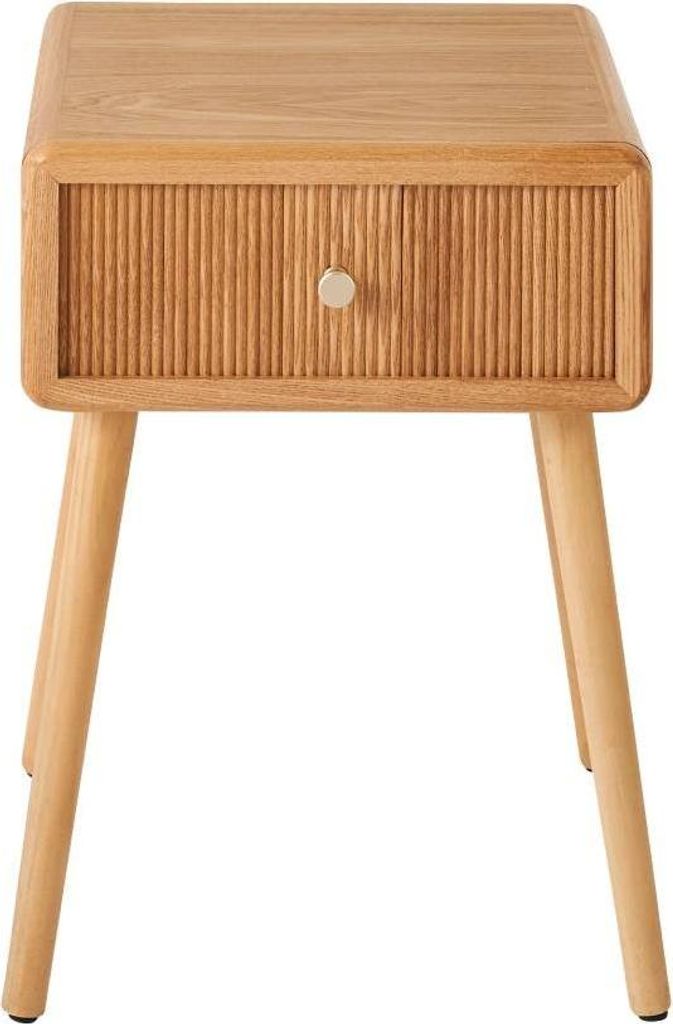 Stolik nocny z 1 szufladą i listwami frontowymi, wys. 52 cm Zdjęcie produktu 