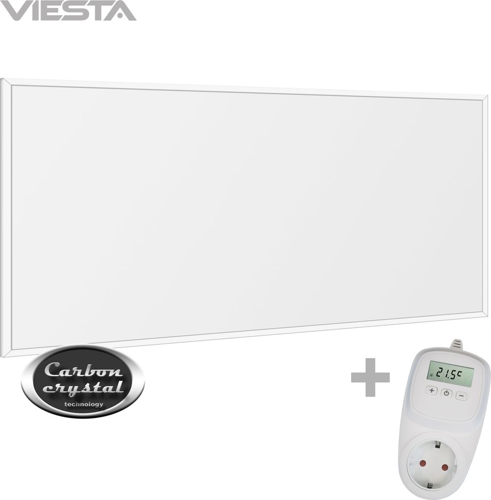 VIESTA F450 Infrarot Wandheizung 450W mit TH10 Thermostat – flaches Carbon Crystal Heizpaneel – elektrische Infrarotheizung zur Wandmontage, ...