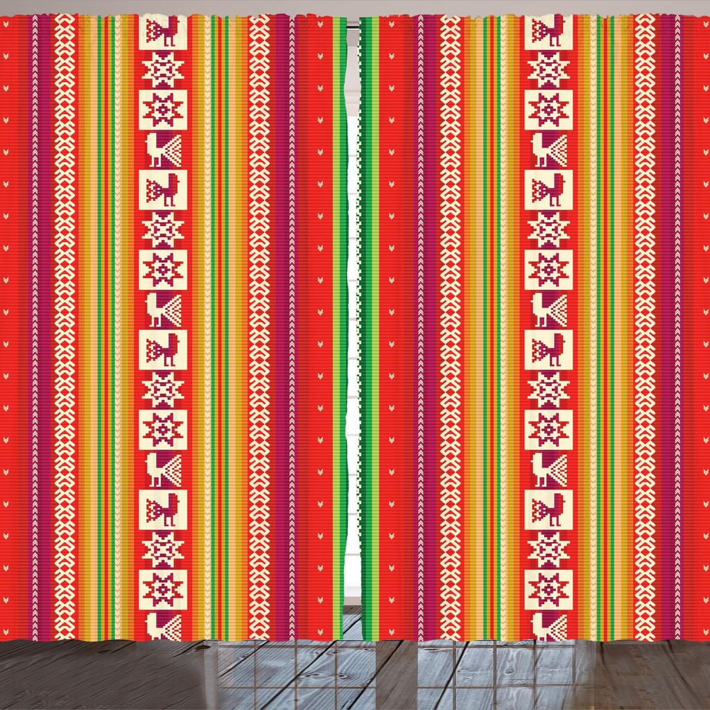 ARANDE Bunt Gardine, Südamerikanische Aztekische Motive Ethnische Stammes Kultur Folkloric Gebürtig, 280 x 175 cm, Mehrfarbig