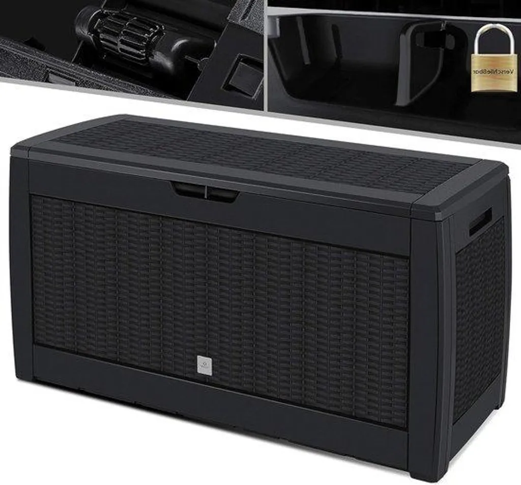 Malle de rangement extérieure 310L aspect rotin avec couvercle robuste