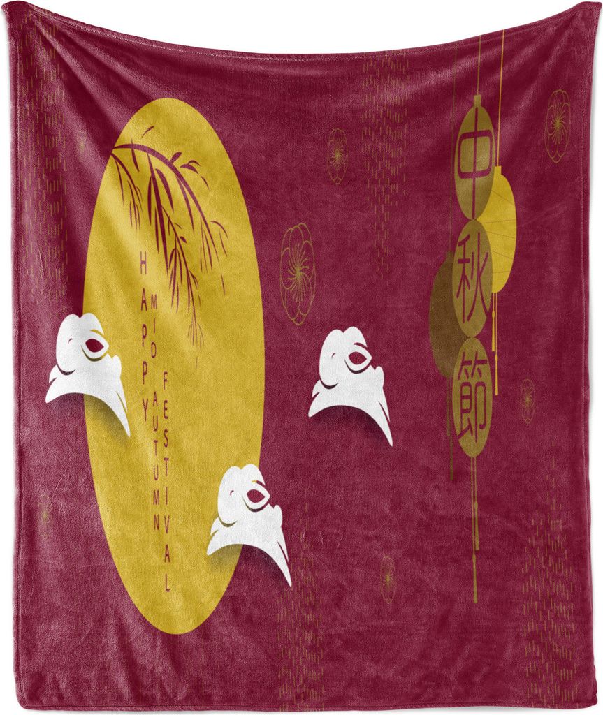 ABAKUHAUS Hase Weich Flanell Fleece Decke, Fröhliches Mitte-Herbst Festival, Gemütlicher Plüsch für den Innen- und Außenbereich, 125 x 175 cm,...