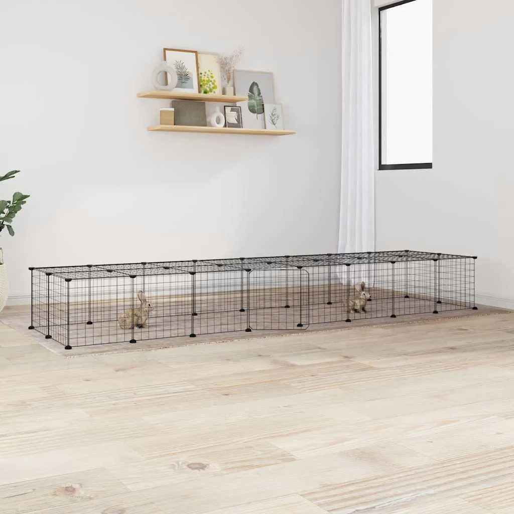 vidaXL Gabbia 36 Pezzi per Animali con Porta in Acciaio Nero 35x35 cm - 1