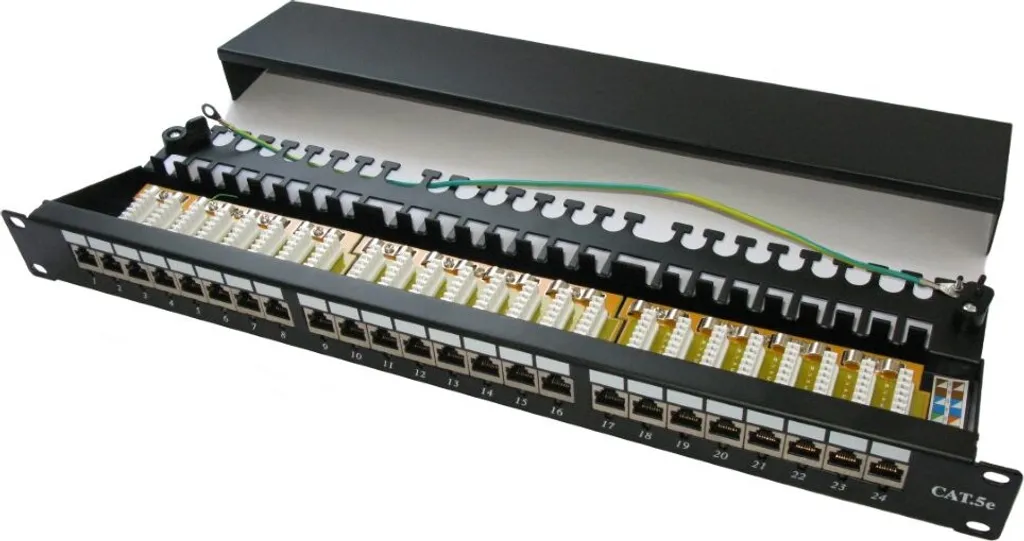 Panneau de Brassage 24 Ports Cat5e Blindé FTP pour Baie Informatique 19"