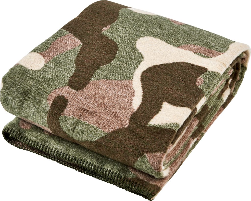 done. Wohndecke Camouflage mit Ziernaht 150x200cm, 60% Baumwolle 40% Polyacryl, 450gr/m², Farbauswahl: Braun