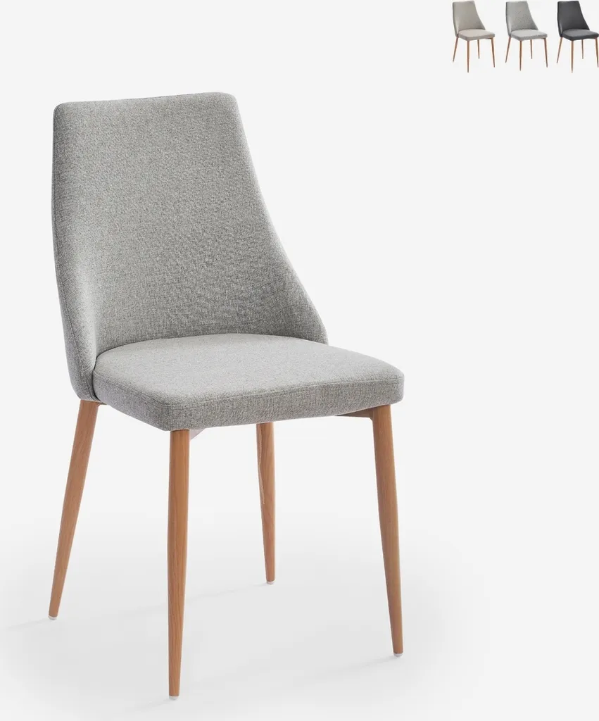 Chaise rembourrée Sirka tissu gris clair grand confort de séjour - 6