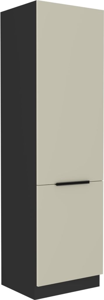 Kondela Küchenschrank für Einbaukühlschrank Araka 60 LO-210 2F – Kaschmir / Schwarz