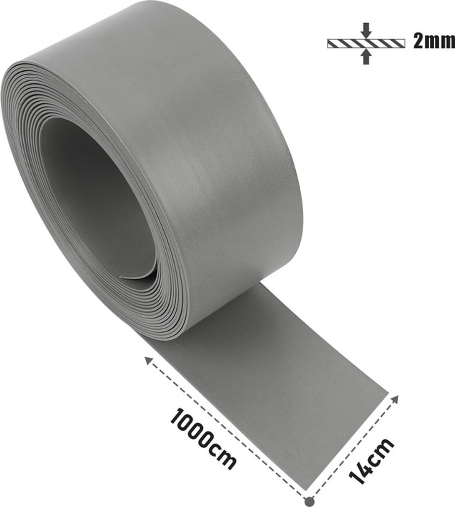 SWANEW Rasenkante Rasenbegrenzung Beeteinfassung 10m Beetumrandung mehrere Auswahl 14cm hoch stabile Mähkante Grau