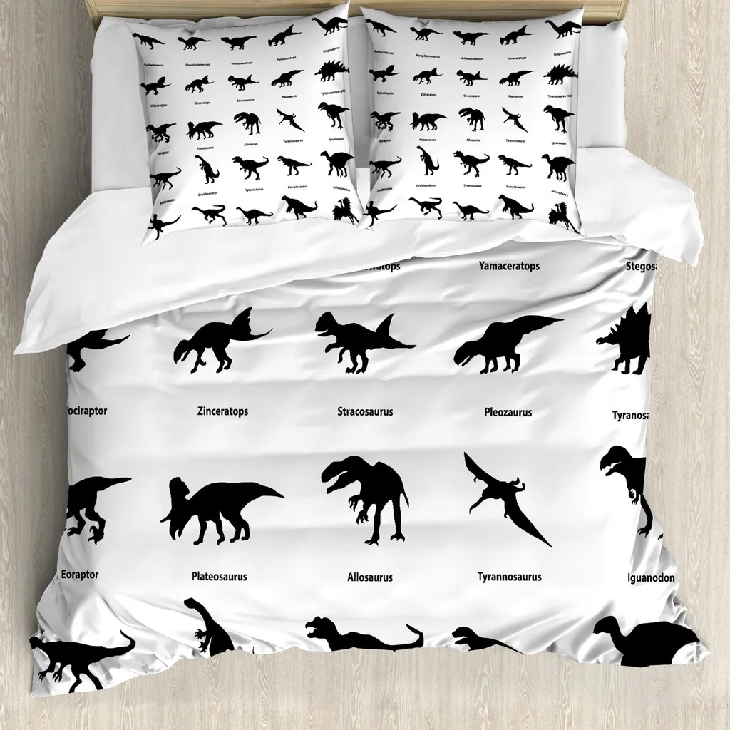 Housse de couette dinosaure en microfibre 155x220 cm Evolution Blanc