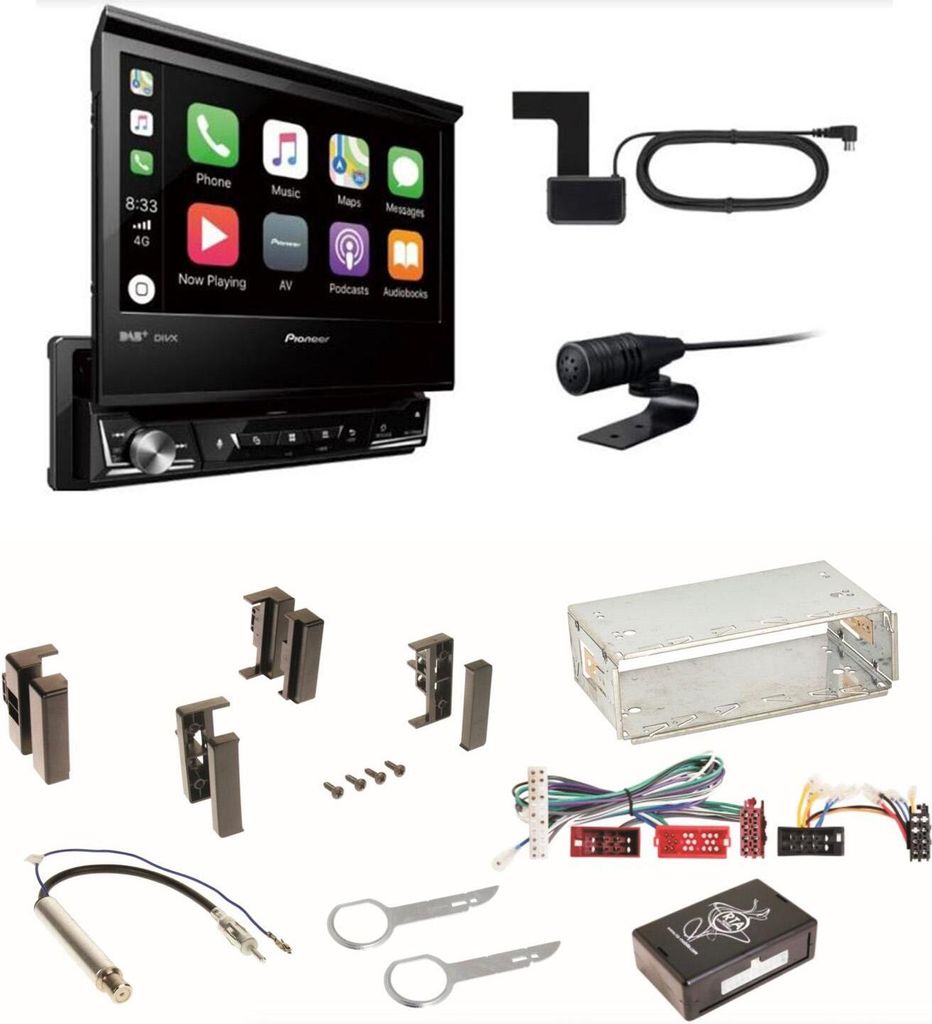 Pioneer AVH-Z7200DAB AUX MP3 Digitalradio Einbauset für Audi A4 B5 A6 4B C4 A8