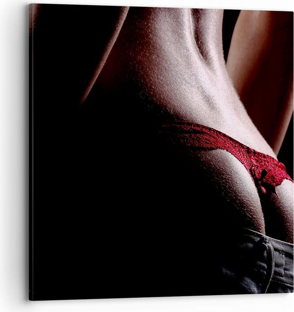Bild auf Leinwand - Leinwandbild - Frau Körper String - 70x70cm - Wand Bild - Wanddeko - Wandbilder - Leinwanddruck - Bilder - Kunstdruck - Wandde...