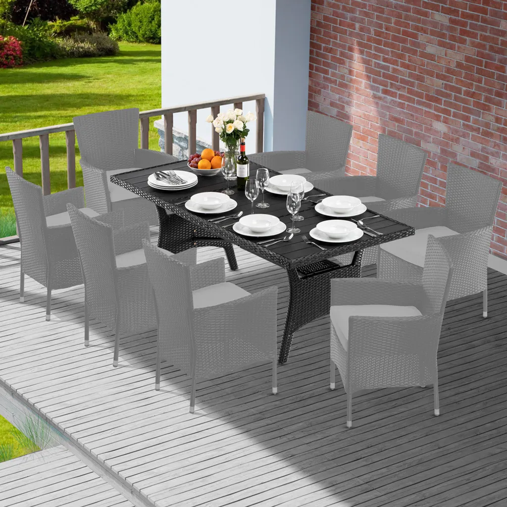Table de jardin résistante aux intempéries en polyrotin et WPC