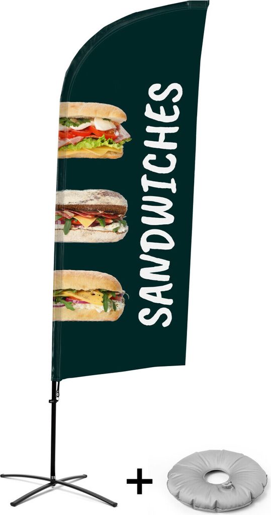 Showdown Displays Beachflag Alu Wind Komplett-Set Sandwiches Englisch Kreuzständer