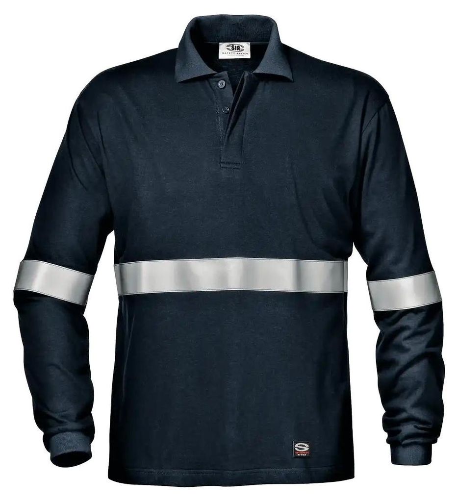 Sir Safety GINKO Warnschutz-Poloshirt langarm reflektierend antistatisch blau, XL, Marineblau