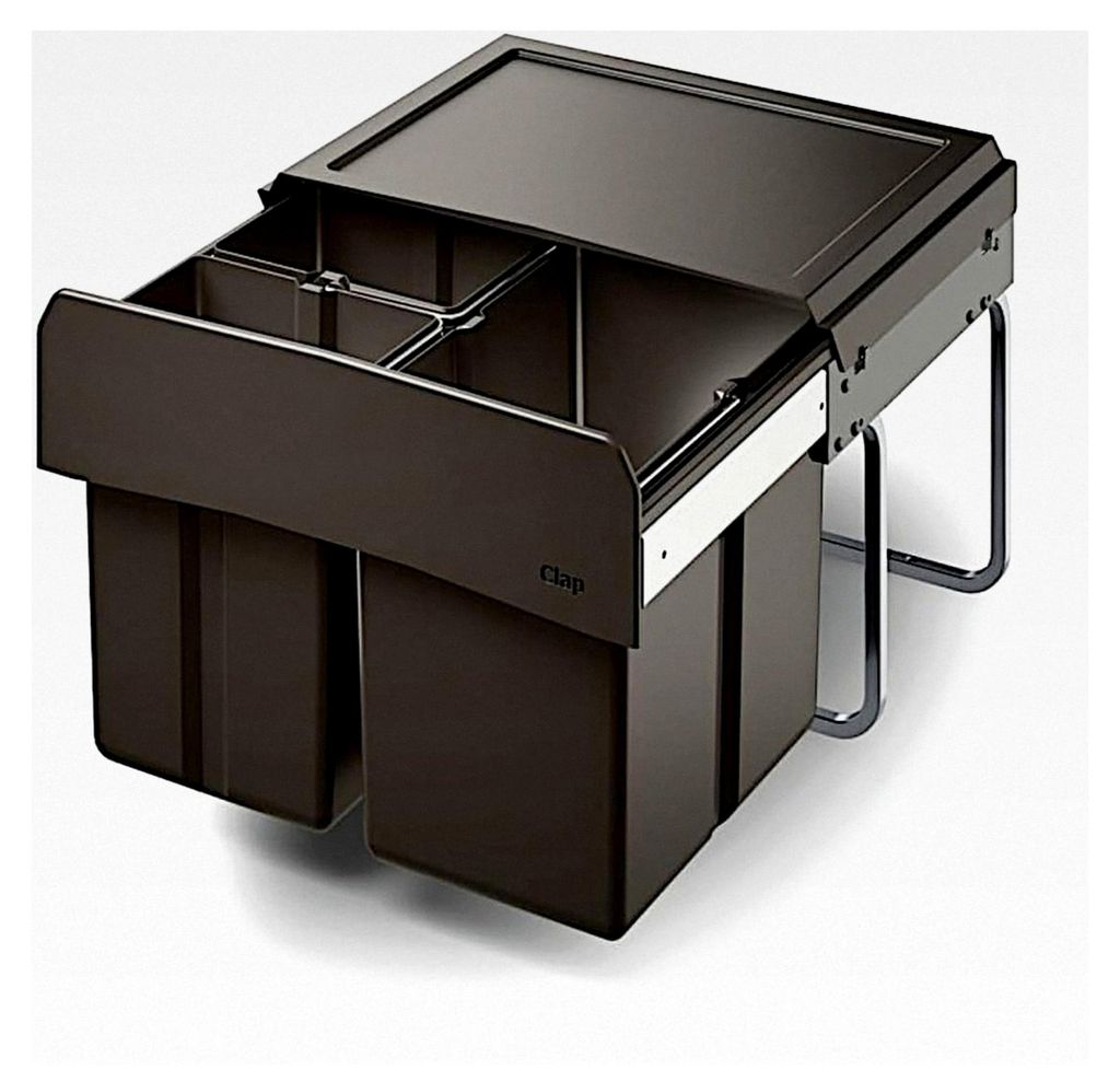 CLAP Abfallsorter 30 Liter (1x 15 und 2x 7,5) in Anthrazit für Schrankbreiten ab 50 cm