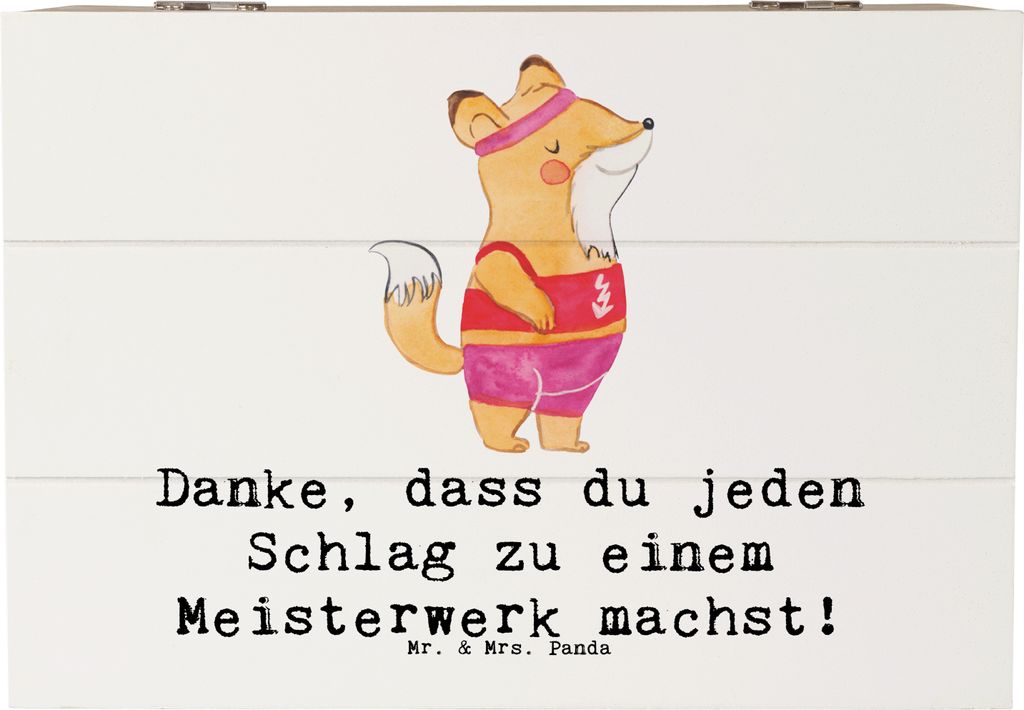 Mr. & Mrs. Panda Holztruhe Tischtennis Trainerin Kunstwerk 22 x 15 cm - Weiß - Geschenk, Unterstützung, Sportart, fotobox, Schatzkiste, Sportarte...