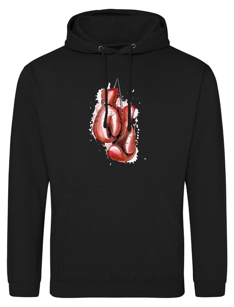 Huuraa Uni Hoodie Boxhandschuh Comic M Deep Black Vegan Sweatshirt Geschenkidee