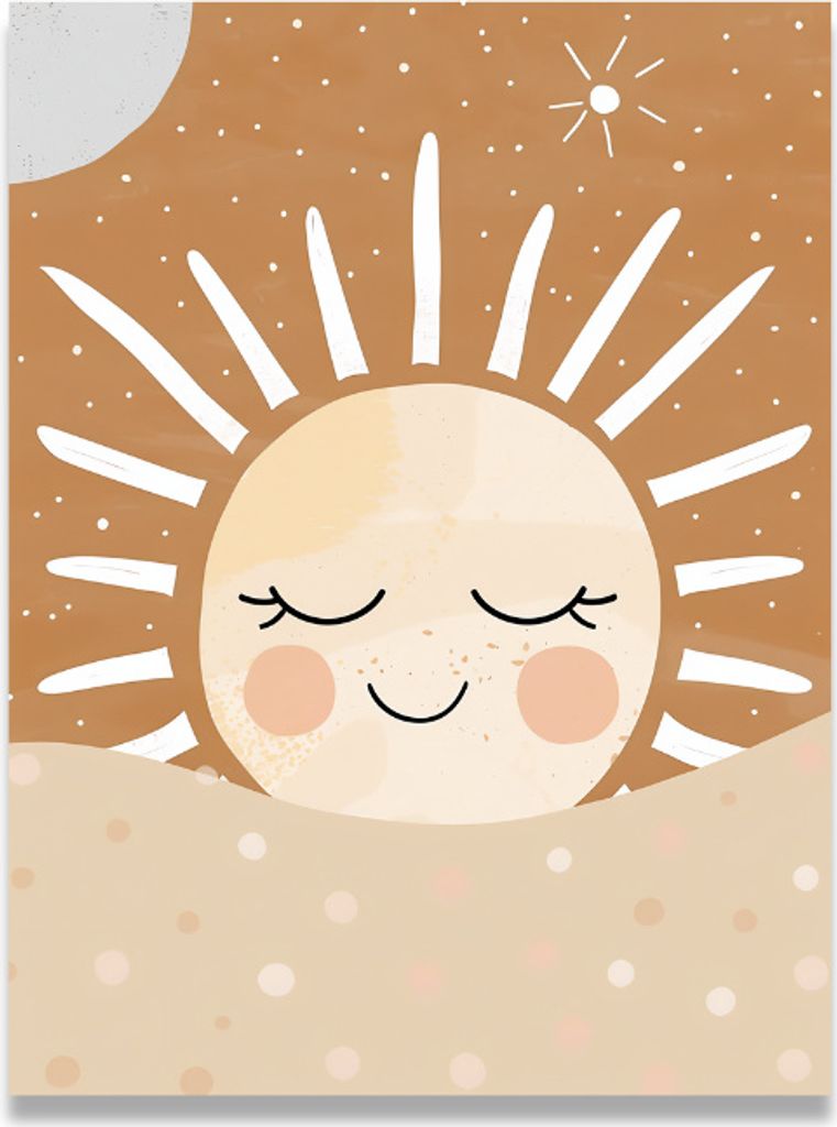 Bild auf Leinwand für das Kinderzimmer mit dem Motiv SONNE - 30x30 cm