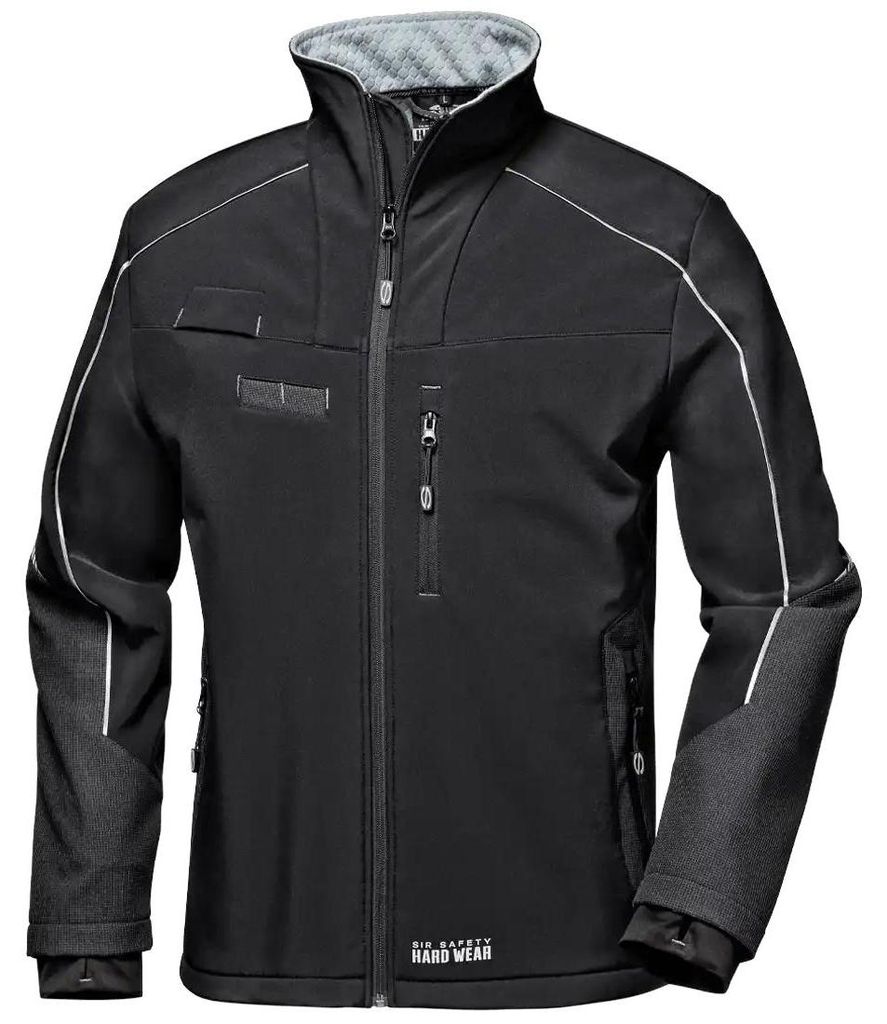 Sir Safety Shark Softshell-Arbeitsjacke Herren wasserabweisend mit winddichten Bündchen, XXL, BLACK