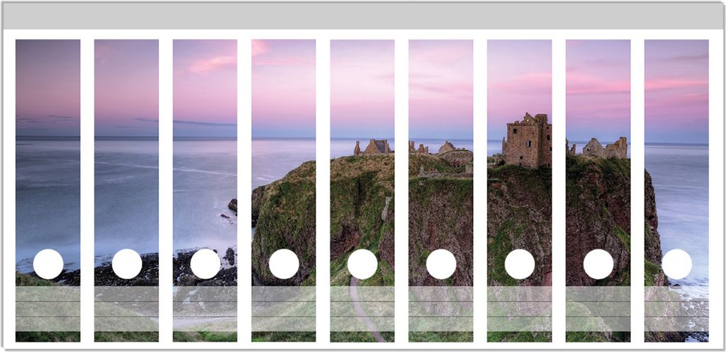 Wallario Ordnerrücken Sticker, selbstklebend für breite Ordner, 9 Stück, Motiv Schloss am Meer