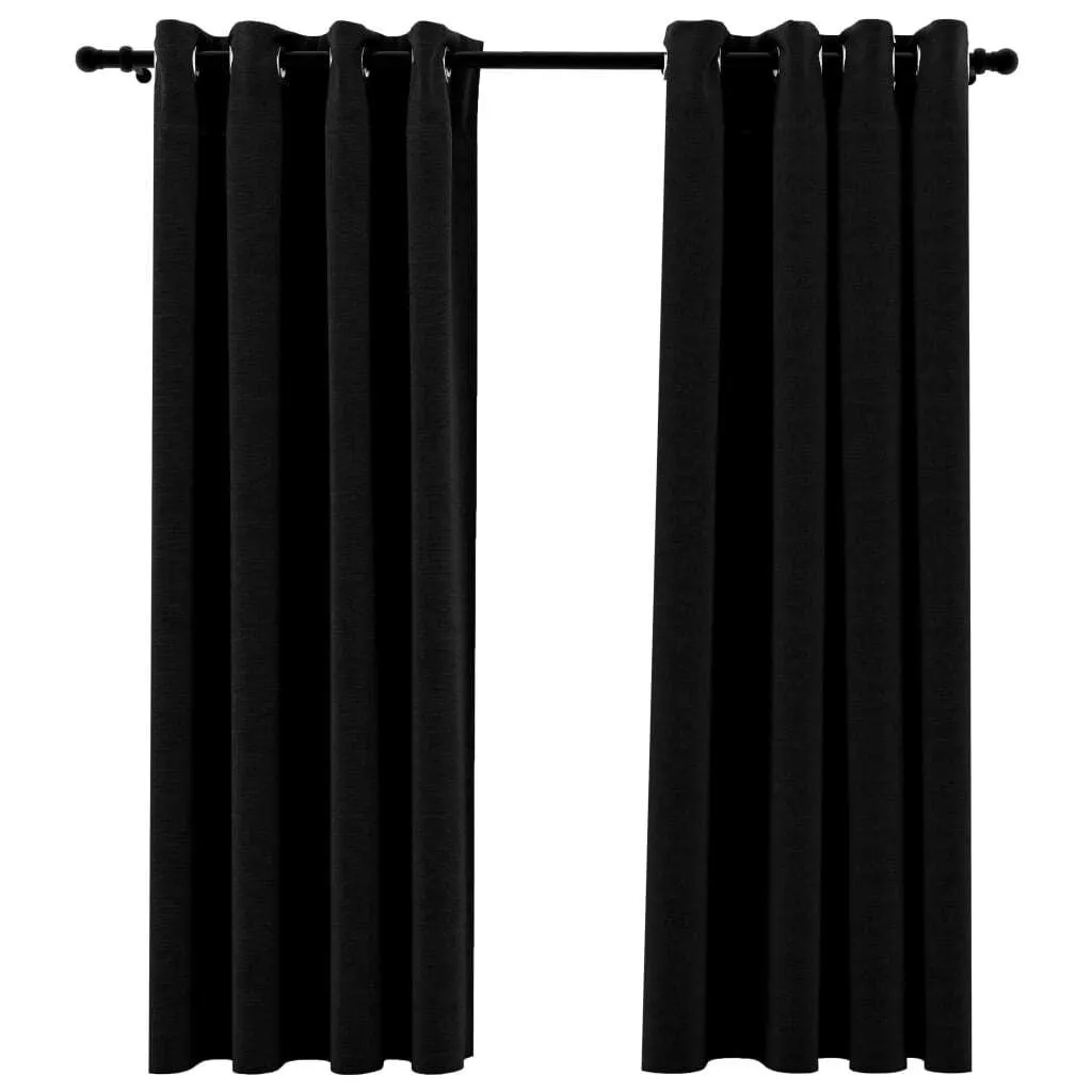 Offerta vidaXL 2 Tende Oscuranti Nere 140x175 - Look Lino Risparmio