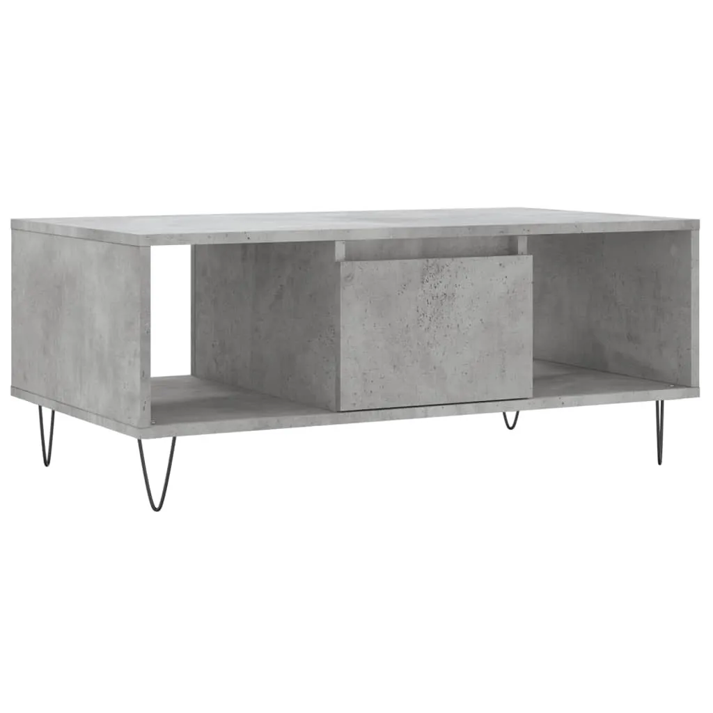 Tavolino in cemento grigio 90x50x36,5 cm materiale a base di legno