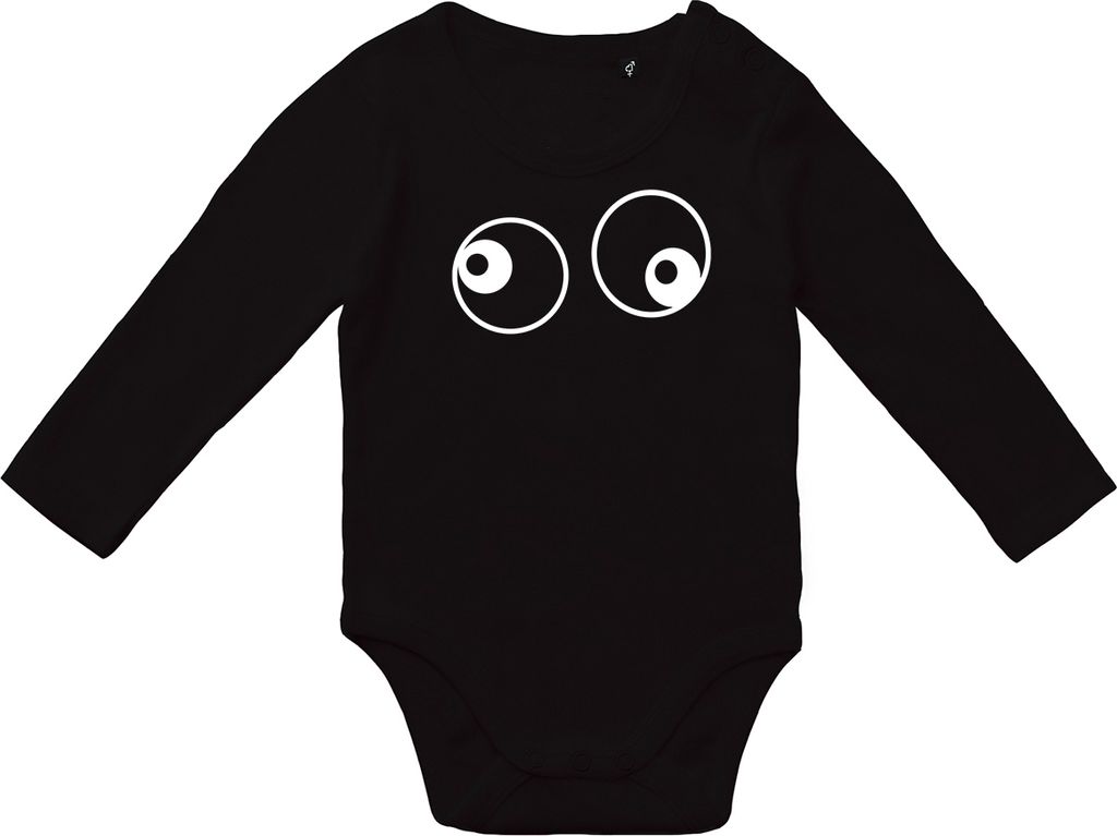 Huuraa Baby Body Freaky Eyes 62 Black Baumwolle Fairtrade Langarmbody Geschenkidee