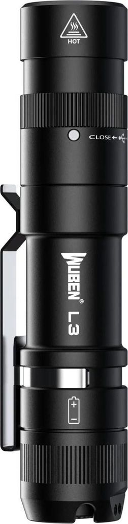 WUBEN L3 LED Taschenlampe 3000 Lumen, extrem hell, wiederaufladbar über USB-C, 7 Modi, IP68 wasserdicht, Outdoor & Taktisch, Schwarz