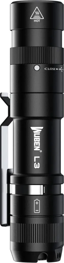 Lampe de Poche Tactique pour Randonnée et Camping 3000 Lumens USB-C Noire