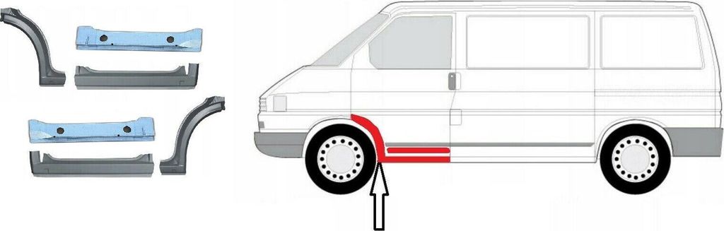 Schweller vorne mit Radlauf + Innenschweller Set für VW T4 Produktbild 