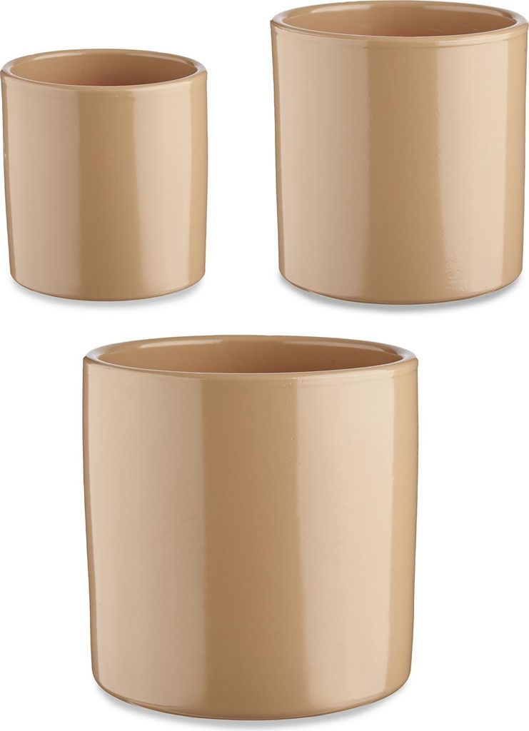 Set von Macetas Ibergarden CILINDRO-1019 Beige Arcilla Cilindro Ø 14 cm Ø 22 cm Ø 17 cm Ø 3 Piezas