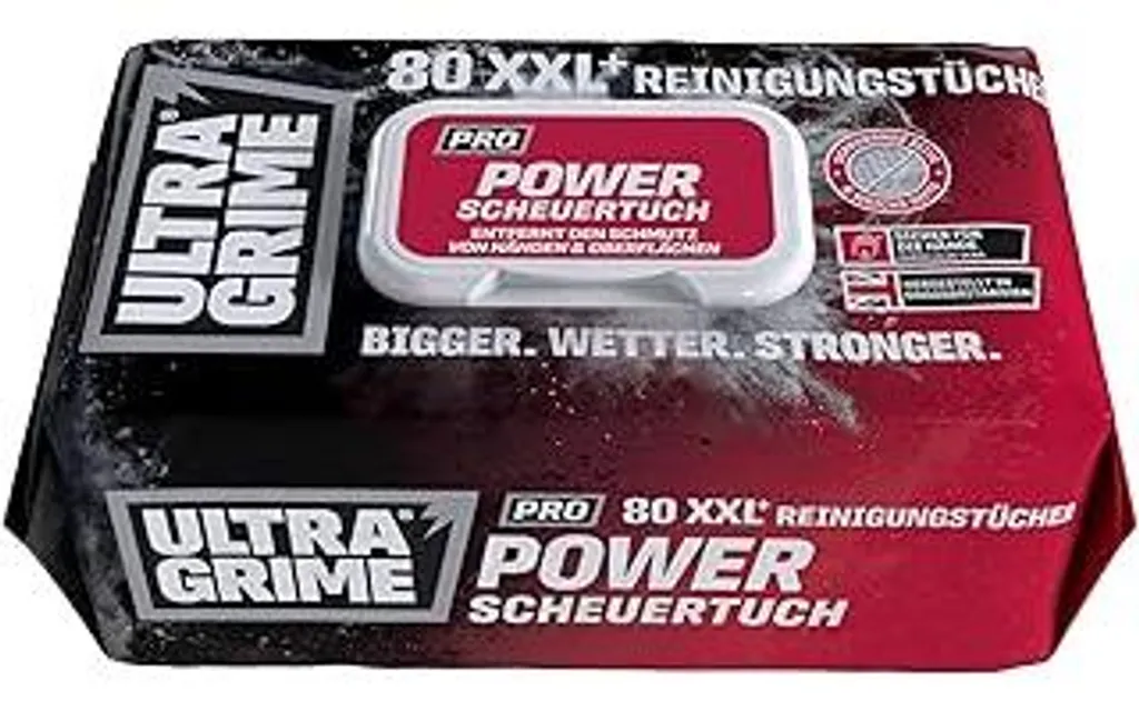 UltraGrime Pro Power Scrub Cleaning Wipes | Potenti salviette industriali (salviette detergenti) per la rimozione dello SPORCO da tutte le superfici | 80 salviette UMIDIFICATE extra large, 38 cm x 25 cm
