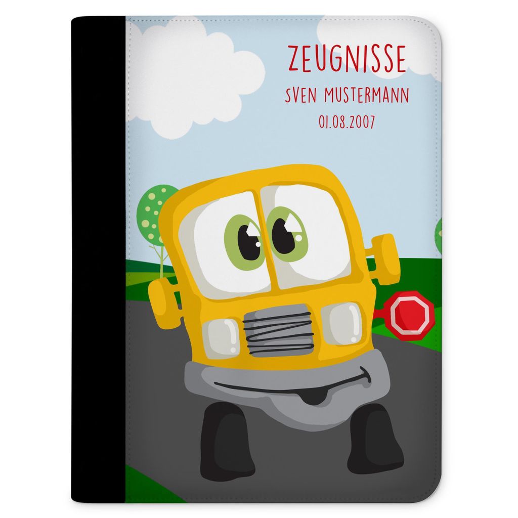 Zeugnismappe, Dokumentenmappe, Ordner A4, Auto Bus 0 mit Klarsichthüllen