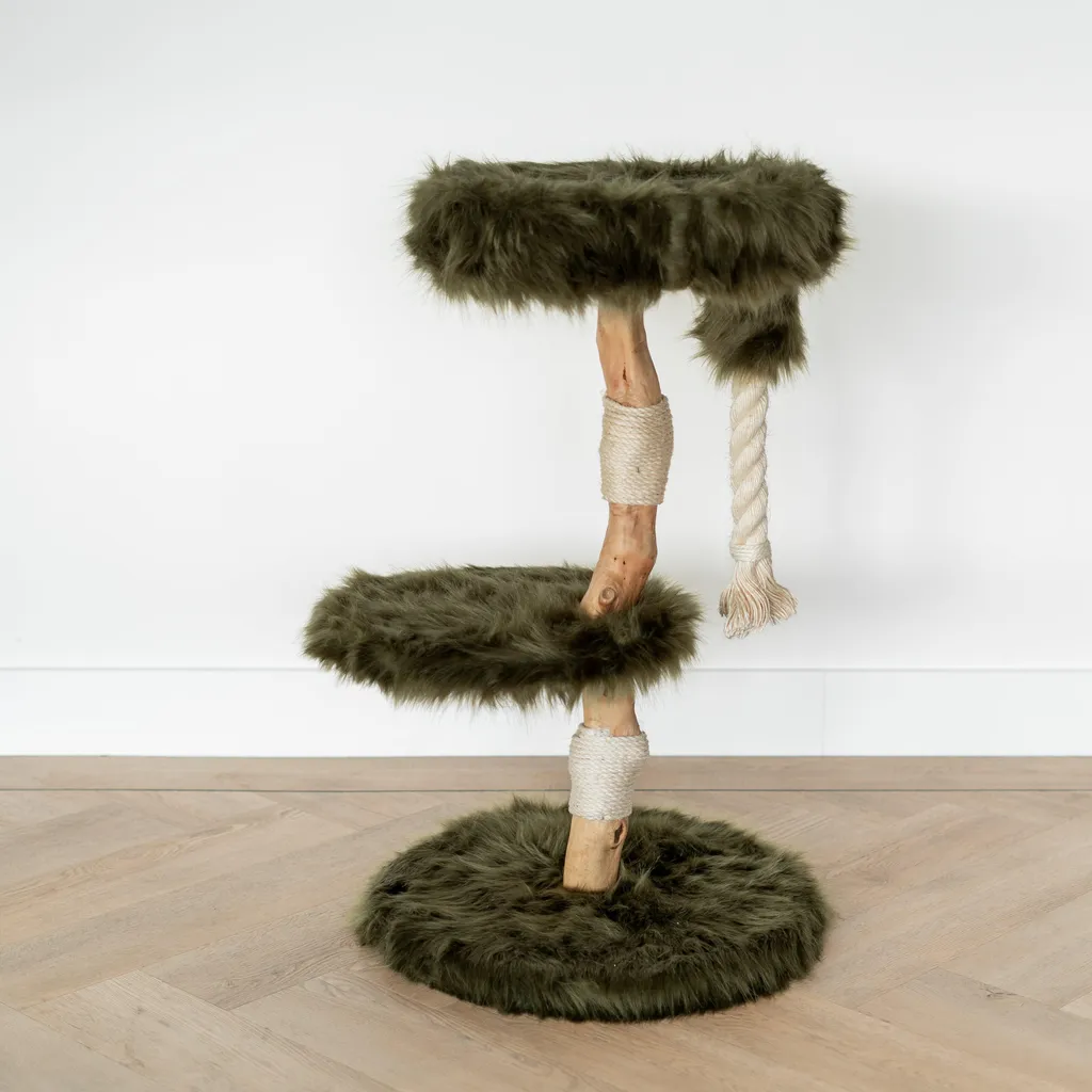 Arbre à chat 85 cm Furry Bengaal Vert Forêt avec poteaux sisal 12cm