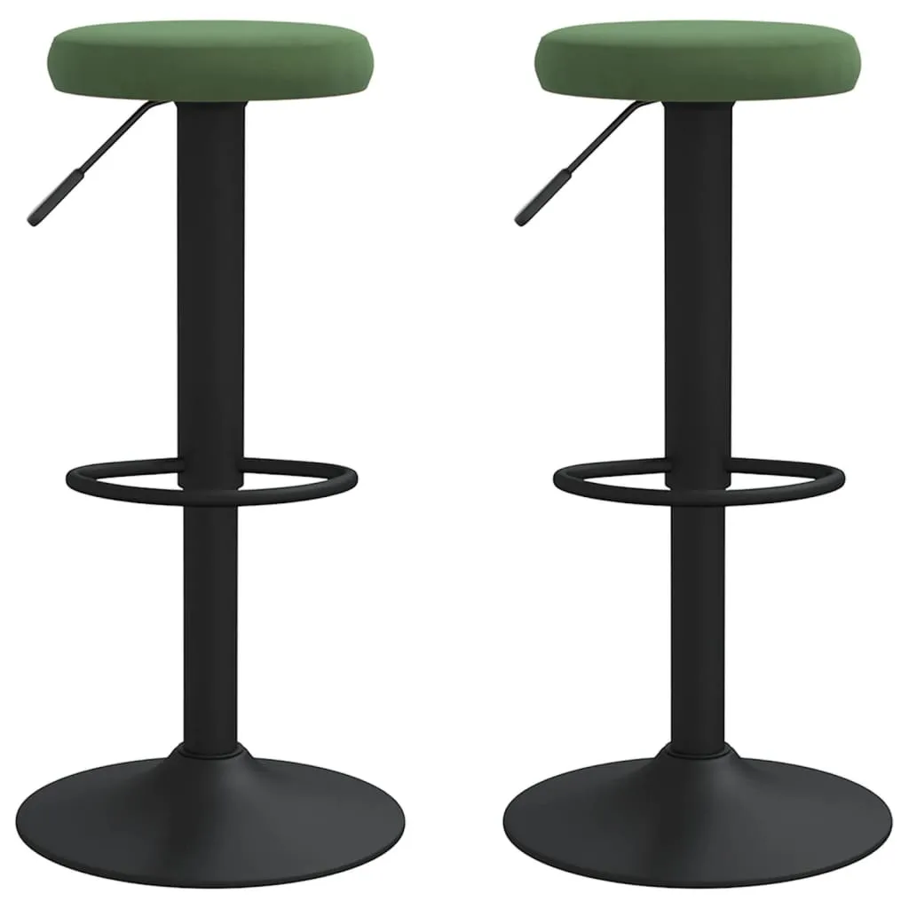 Tabouret de Bar pour Cuisine et Comptoir Velours Vert Foncé (x2)