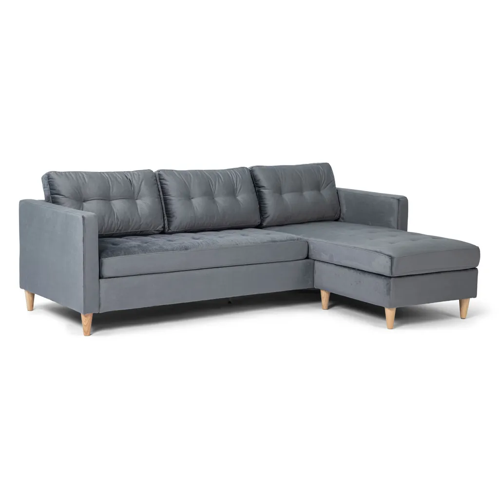 Canapé velours modulable gris Marino BA3 pour petit espace