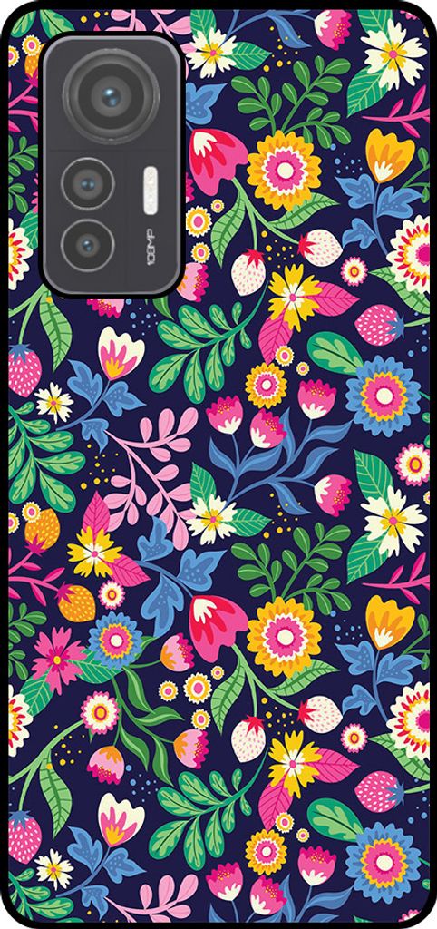 Smartphonica Handytasche Geeignet für Xiaomi 12 Lite mit Blumendruck - TPU Rückseite Abdeckung Fall Blumendesign